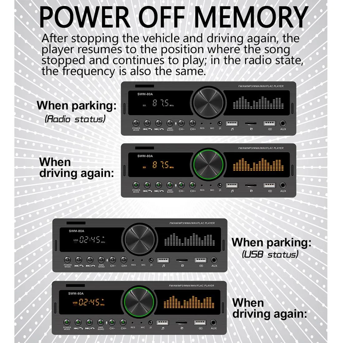 12V Car Mp3 With Fm / Am Bluetooth & Voice Assistant