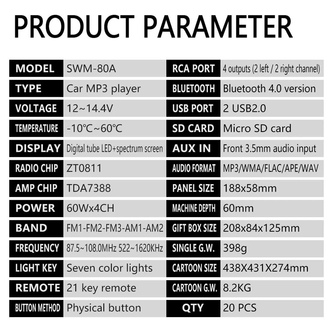 12V Car Mp3 With Fm / Am Bluetooth & Voice Assistant