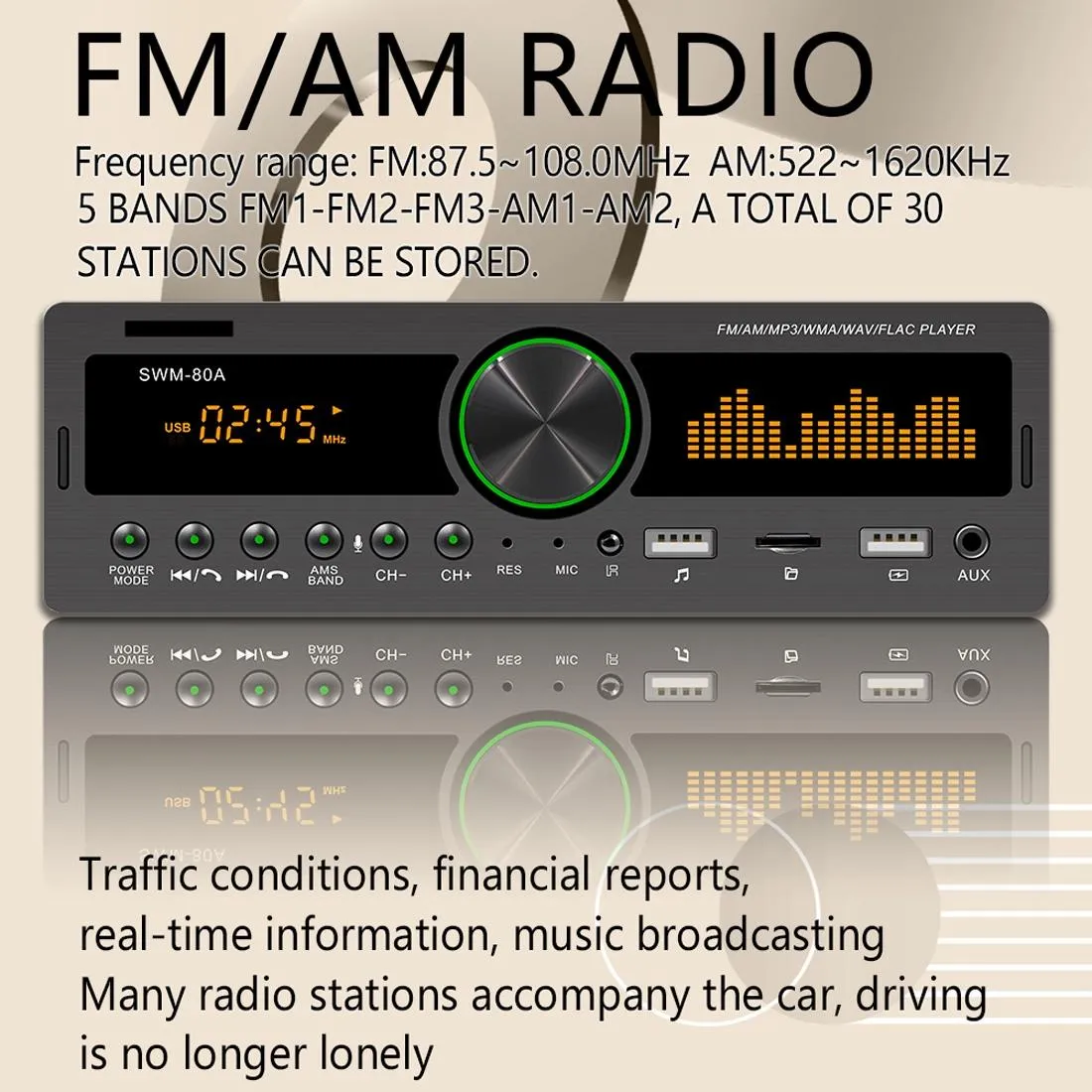 12V Car Mp3 With Fm / Am Bluetooth & Voice Assistant