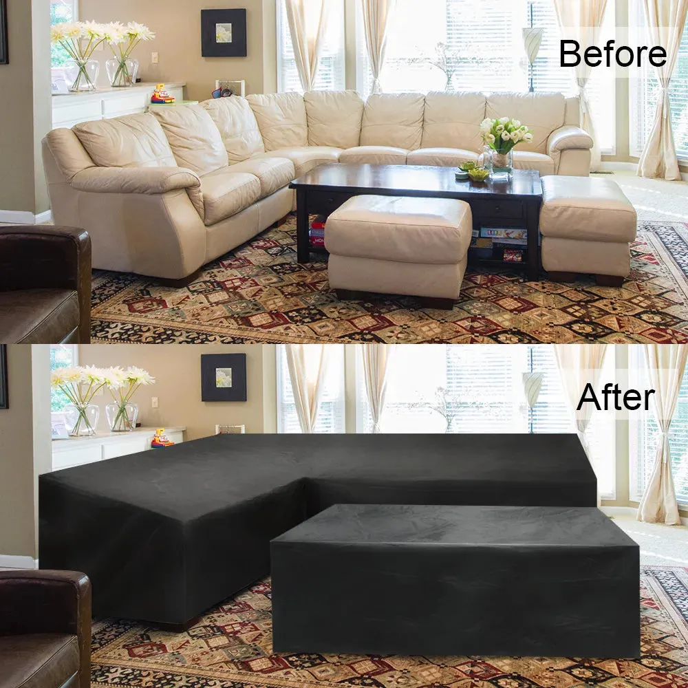 15 Sizes Corner Outdoor Sofa Cover Garden Rattan Corner Furniture Cover v Shape l Shapewaterproof Sofa Protect Set Dust Covers