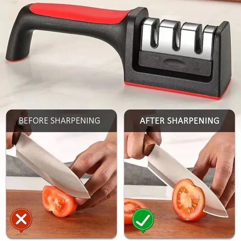 3 4 Segment Knife Sharpener Multi Functional Hand Held Tool for Kitchen Black Sharpening Stone