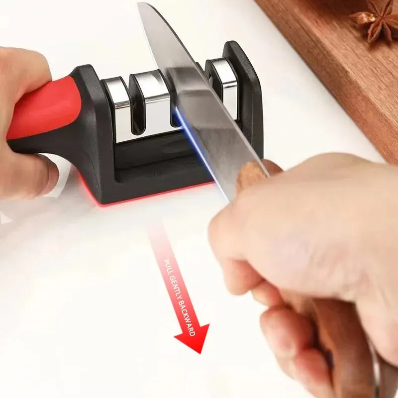 3 4 Segment Knife Sharpener Multi Functional Hand Held Tool for Kitchen Black Sharpening Stone