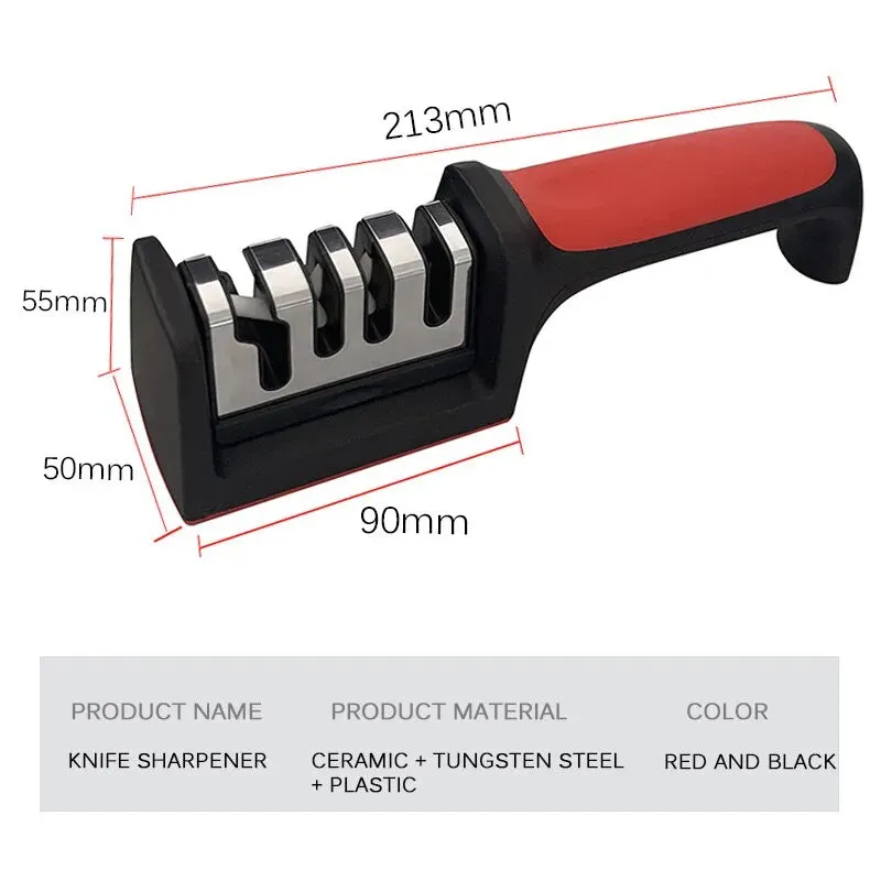 3 4 Segment Knife Sharpener Multi Functional Hand Held Tool for Kitchen Black Sharpening Stone