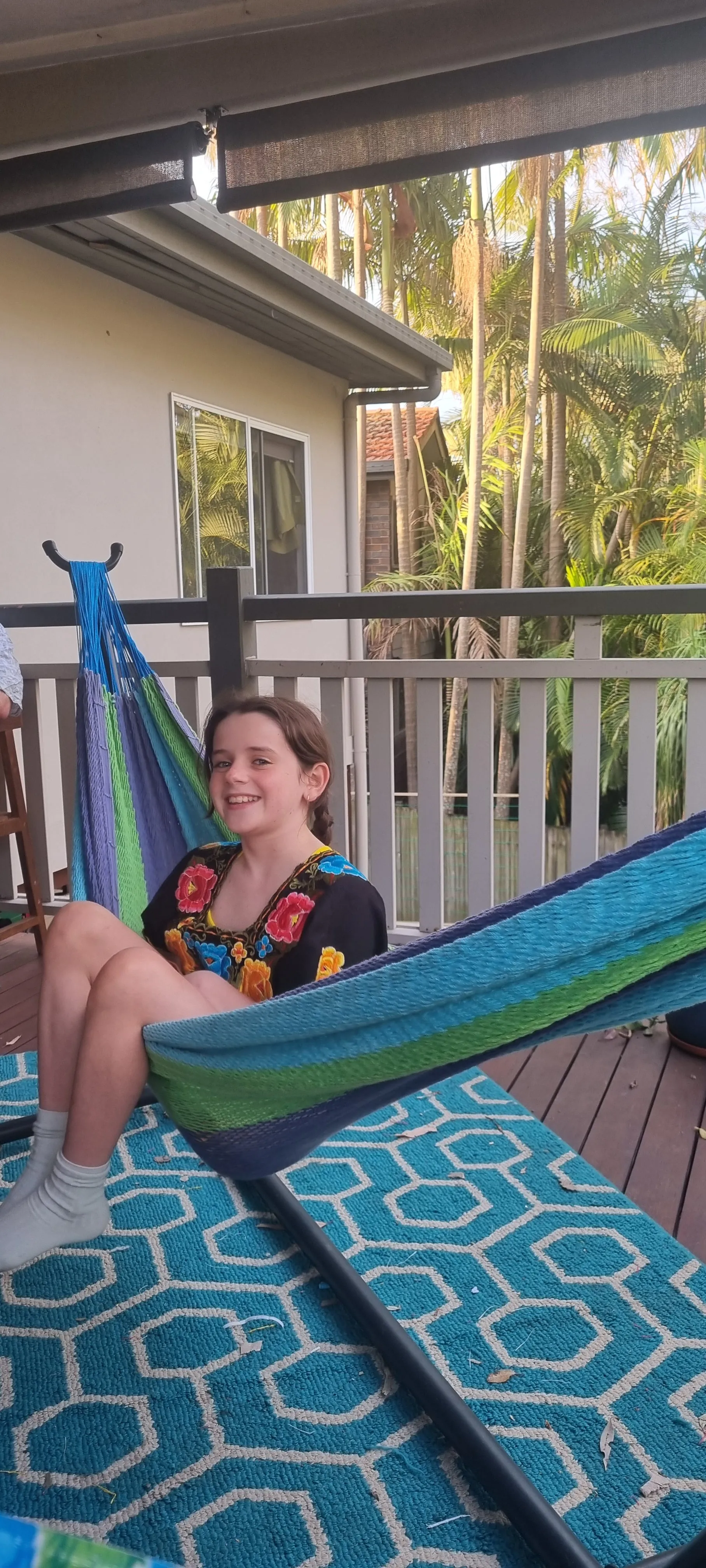 305 centimeters Universal Steel Hammock Stand paired with Outdoor undercover cotton genuine Mexican hammock.