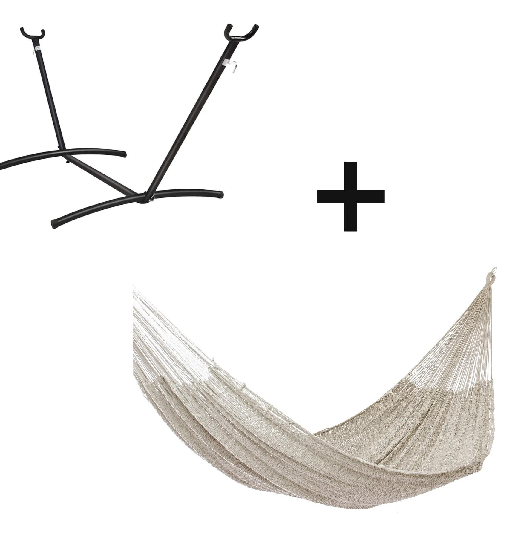 305 centimeters Universal Steel Hammock Stand paired with Outdoor undercover cotton genuine Mexican hammock.