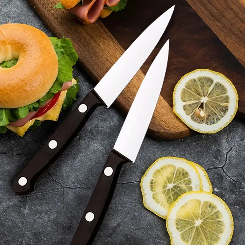 6 Pack Black Fruit Knife Professional Chef Knife for Peeling Anti Rust and Anti Stick Portable Kitchen Utensil