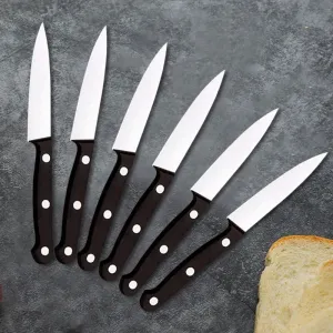 6 Pack Black Fruit Knife Professional Chef Knife for Peeling Anti Rust and Anti Stick Portable Kitchen Utensil