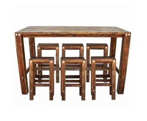 6-Piece Bar Furniture Set: Sturdy Brown Bar Table with Stools