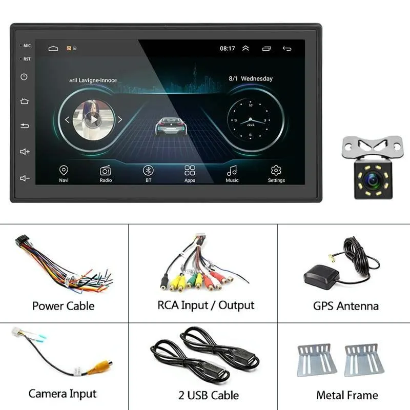 7 Inch Android Navigation Wifi Car Mp5 Player 1   32G Gps Bluetooth 2.5D Screen Standard   8 Lights Camera