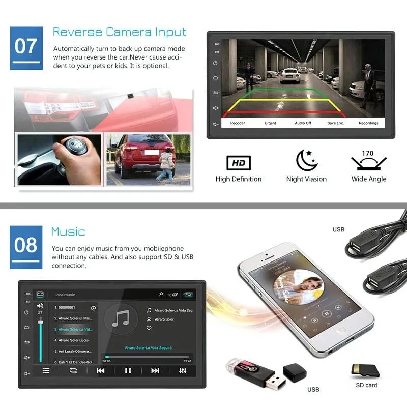 7 Inch Android Navigation Wifi Car Mp5 Player 1   32G Gps Bluetooth 2.5D Screen Standard   8 Lights Camera