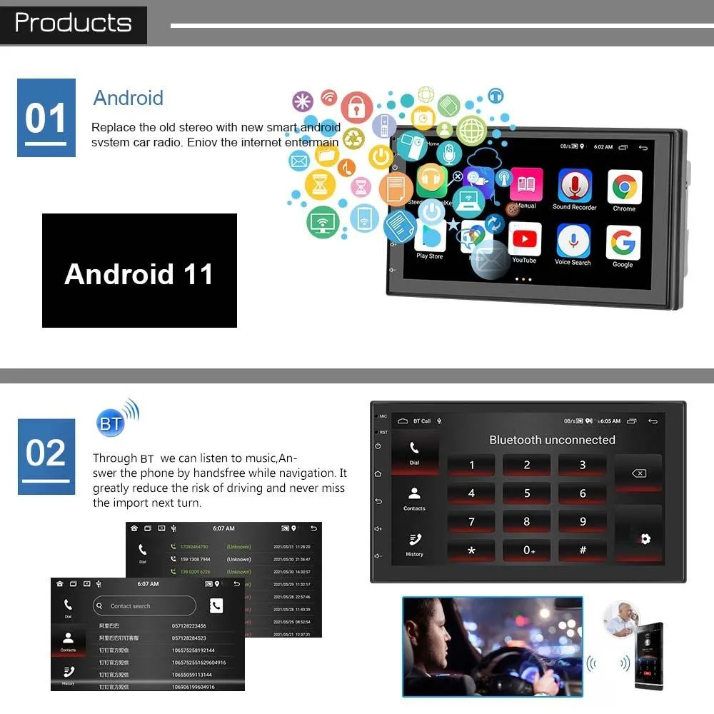 7 Inch Android Wifi Car Navigation Reversing Video Player - 2   32G