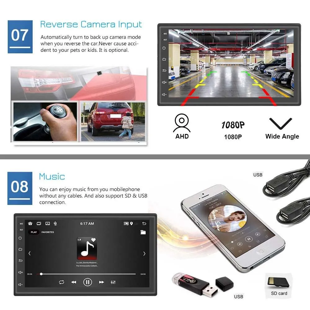 7 Inch Android Wifi Car Navigation Reversing Video Player - 2   32G
