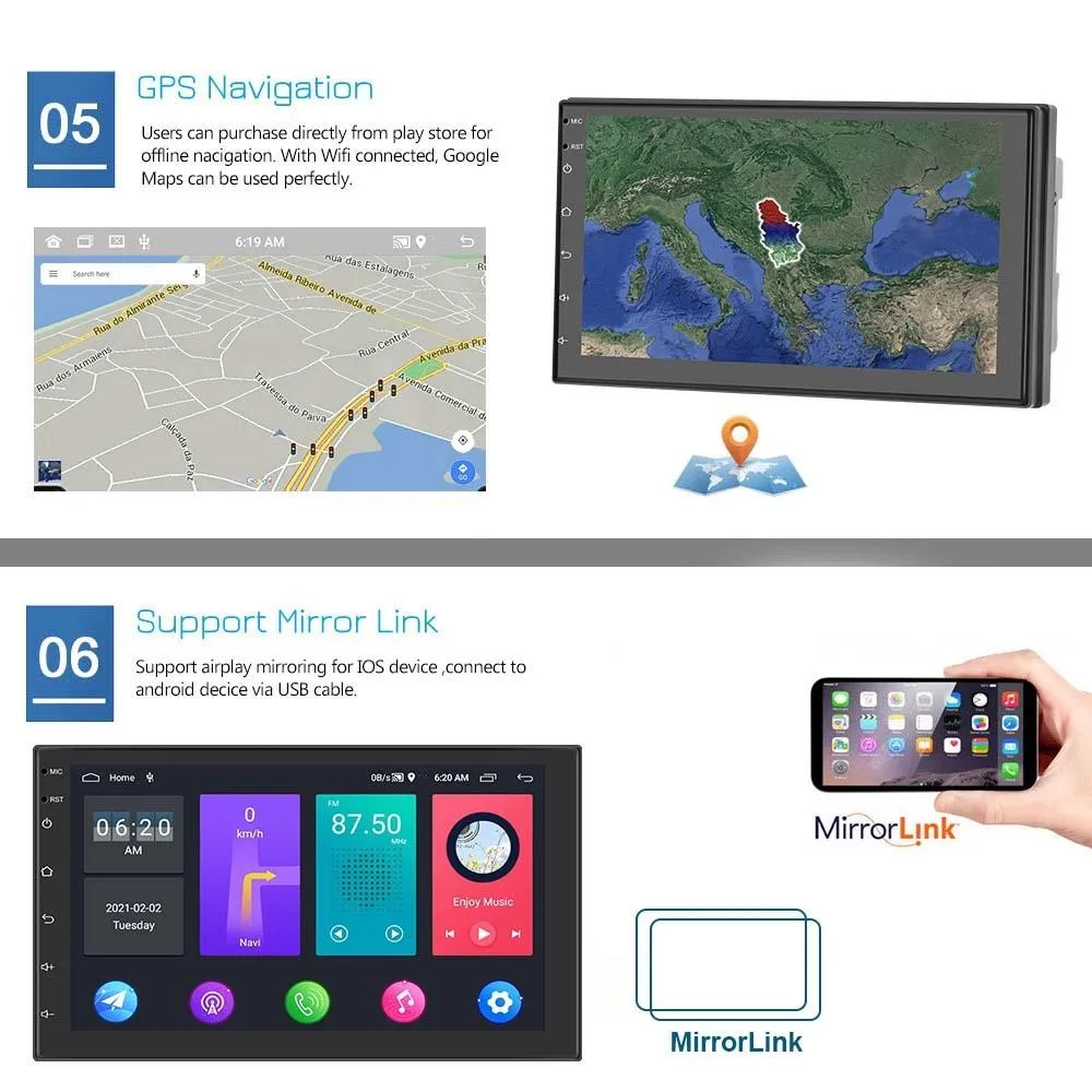 7 Inch Android Wifi Car Navigation Reversing Video Player - 2   32G