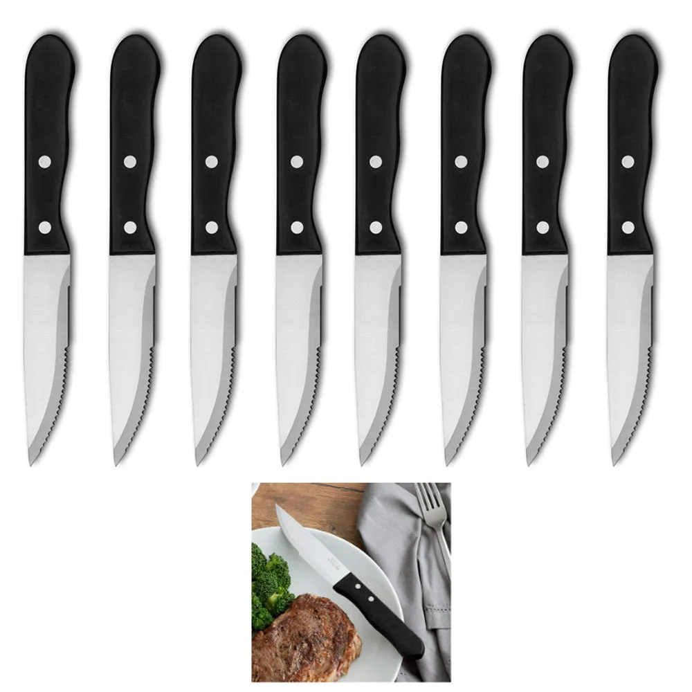 8 PC Set Steak Knives Stainless Steel Serrated Professional Kitchen Knife Sharp