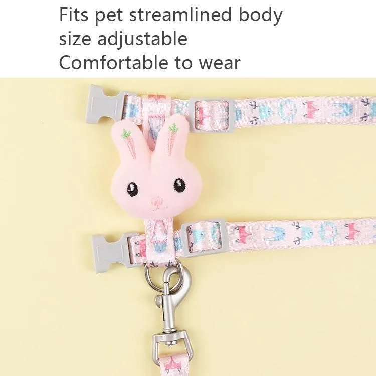 Adjustable Anti Breakaway Cat Leash Large 3 6Kg Rabbit Head Design Pink