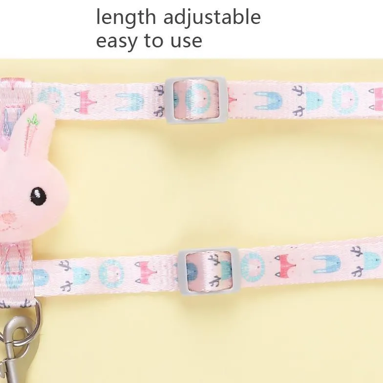 Adjustable Anti Breakaway Cat Leash Large 3 6Kg Rabbit Head Design Pink