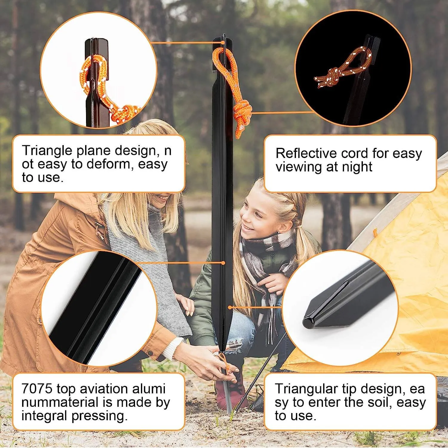 Aluminum Camping Tent Stakes 18cm (8 Pack)