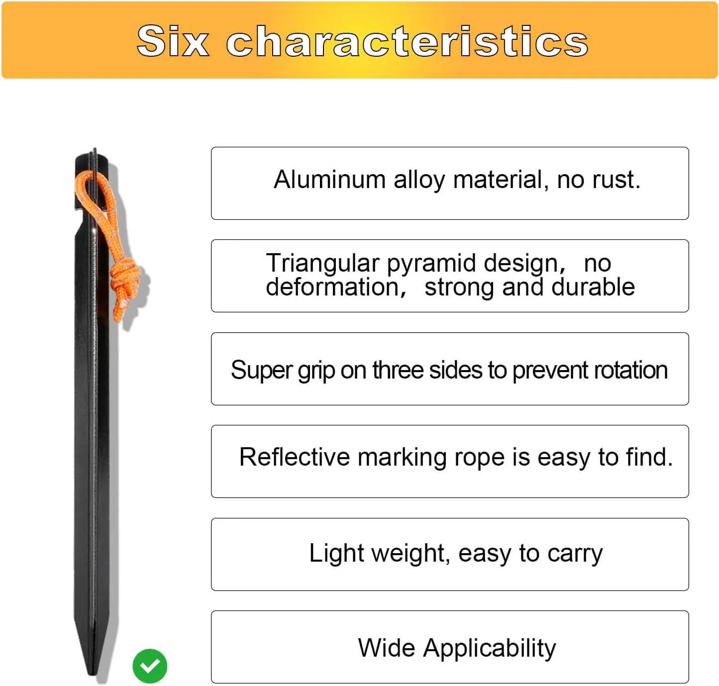 Aluminum Camping Tent Stakes 18cm (8 Pack)