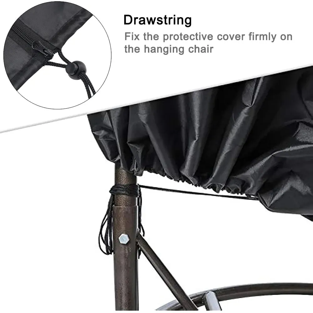 Black Patio Chair Cover Egg Swing Chair Waterproof Dust Cover Protector with Zipper Protective Case