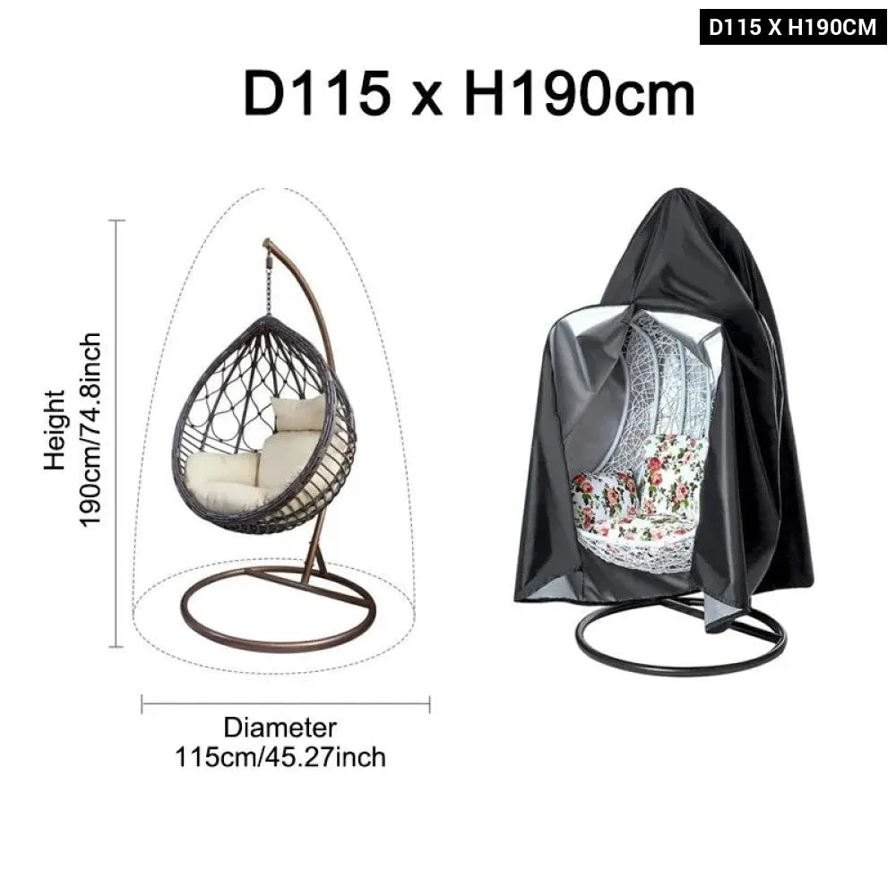 Black Patio Chair Cover Egg Swing Chair Waterproof Dust Cover Protector with Zipper Protective Case