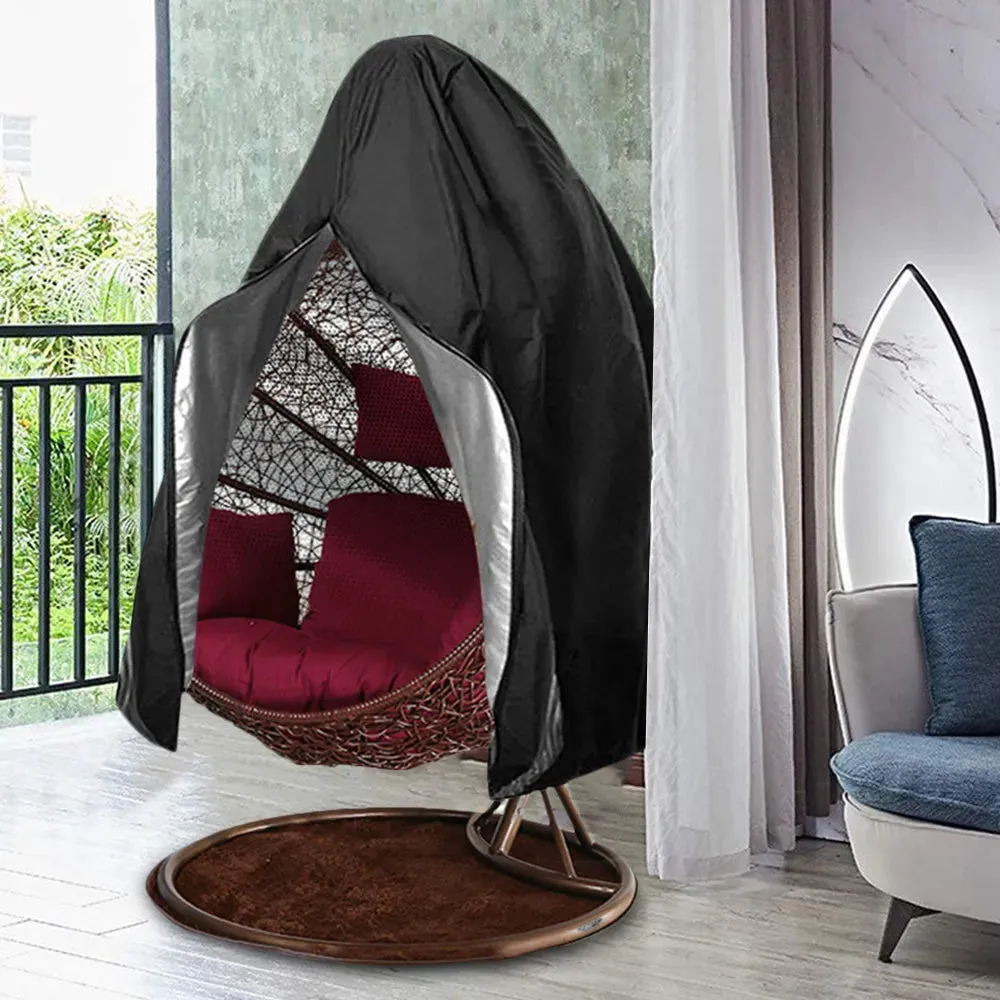 Black Patio Chair Cover Egg Swing Chair Waterproof Dust Cover Protector with Zipper Protective Case