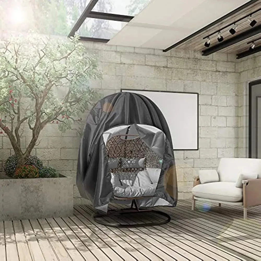 Black Patio Chair Cover Egg Swing Chair Waterproof Dust Cover Protector with Zipper Protective Case