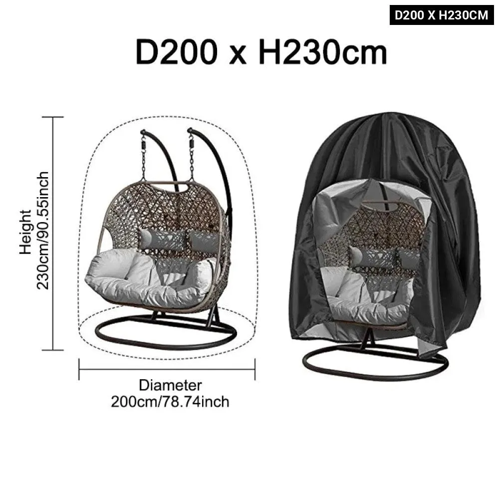 Black Patio Chair Cover Egg Swing Chair Waterproof Dust Cover Protector with Zipper Protective Case