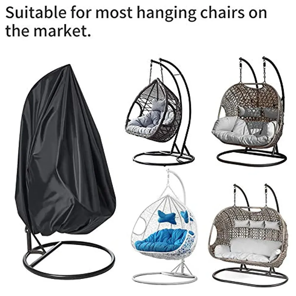Black Patio Chair Cover Egg Swing Chair Waterproof Dust Cover Protector with Zipper Protective Case