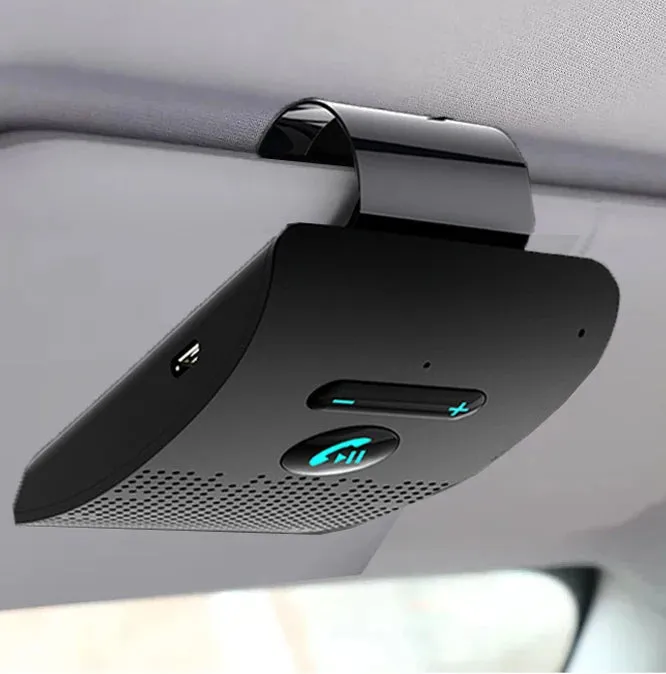 Bluetooth 5.0 Hands-Free Car Kit  2W HIFI Speaker, Noise Cancelling, Sun Visor Clip & Dual Phone Pairing | Wireless MP3 Player for Cars