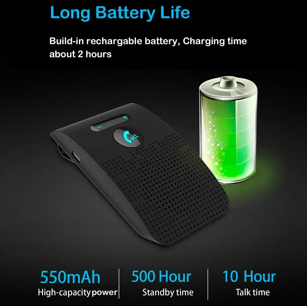 Bluetooth 5.0 Hands-Free Car Kit  2W HIFI Speaker, Noise Cancelling, Sun Visor Clip & Dual Phone Pairing | Wireless MP3 Player for Cars