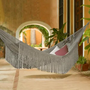 Cascade in Grey Grey Rope Hammock with Fringe (Double)