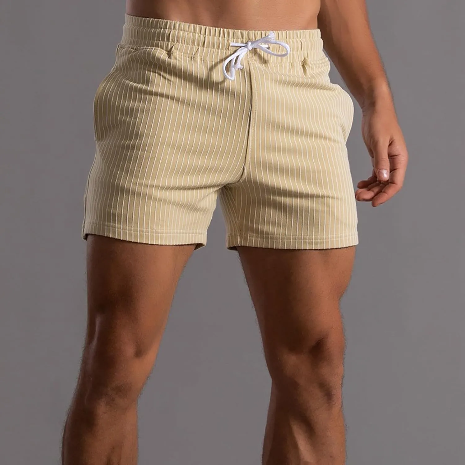 CRNTCEM Men's Gym Workout Cotton Shorts Quick Dry Exercise Tennis Athletic Running Shorts Drawstring Knitted Lounge Shorts