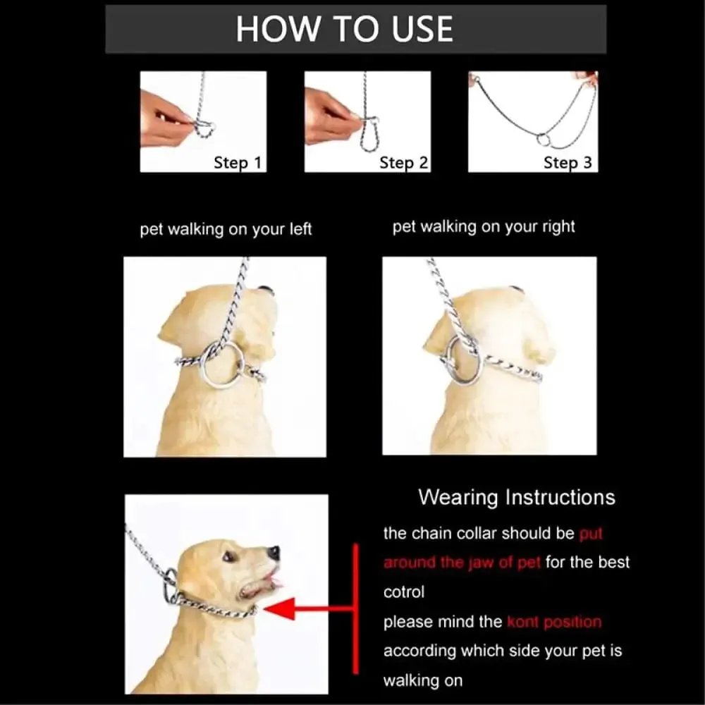 Durable Rustproof Metal Chain Pet Collar for Small Medium Large Dogs