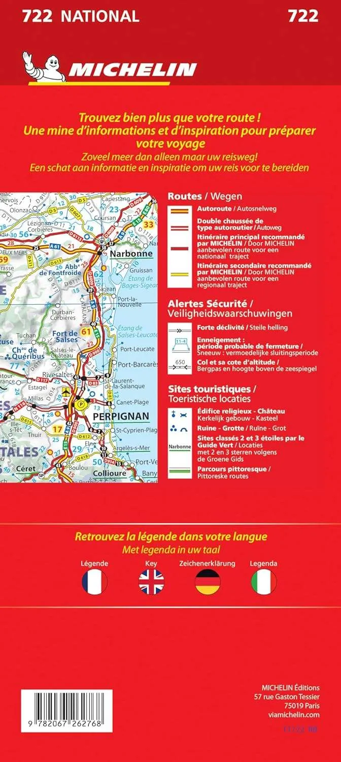 France Reversible Road Map 722 by Michelin (2024)