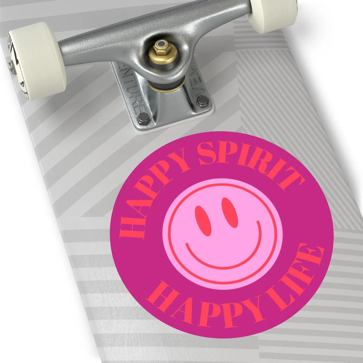 Happy Spirit Happy Life Round Vinyl Stickers, UV Smiley Stickers, Smile Sticker, Tumblr Retro Smile, VSCO Girl, Computer, Skateboard, Bumper