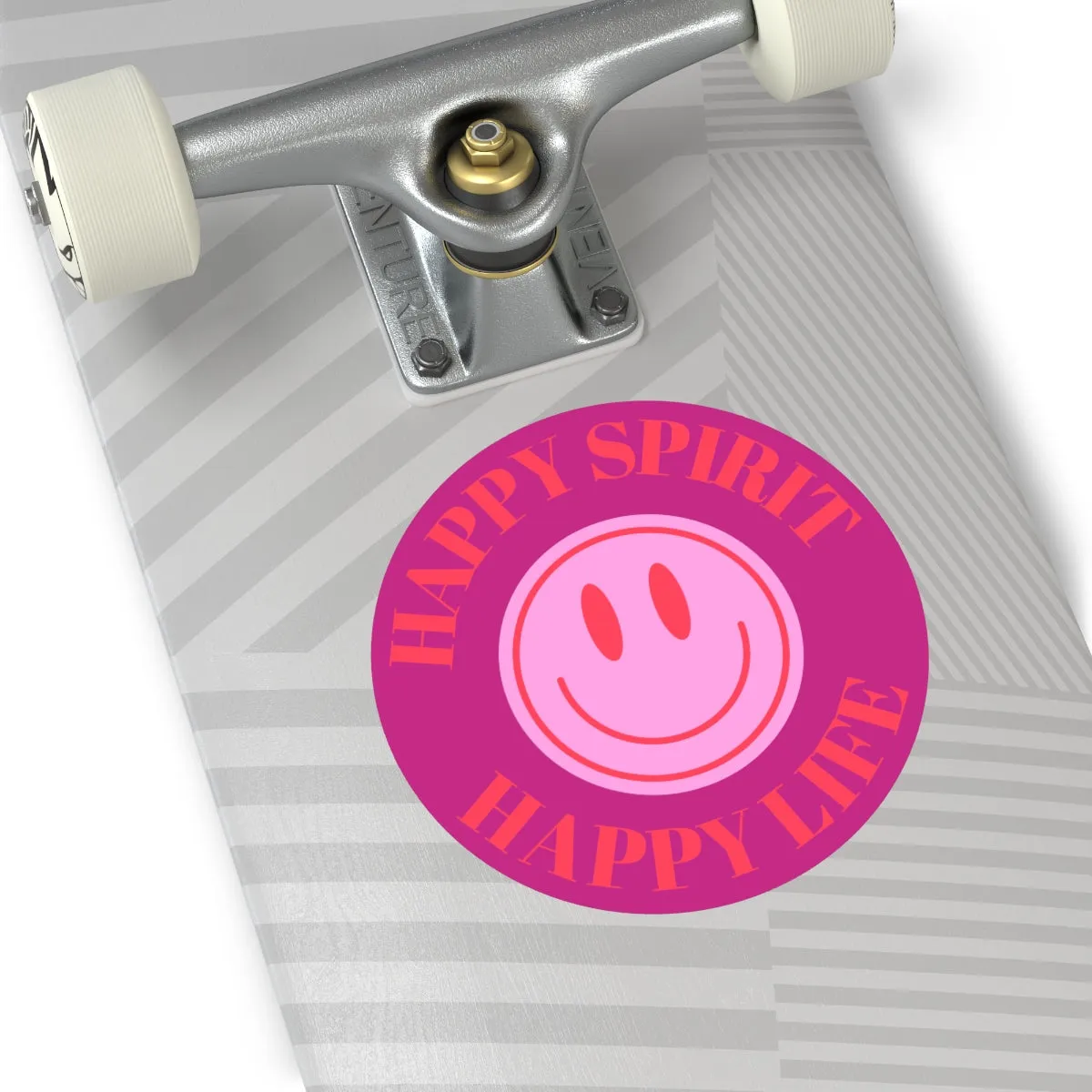 Happy Spirit Happy Life Round Vinyl Stickers, UV Smiley Stickers, Smile Sticker, Tumblr Retro Smile, VSCO Girl, Computer, Skateboard, Bumper