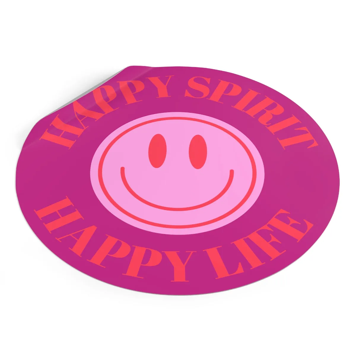 Happy Spirit Happy Life Round Vinyl Stickers, UV Smiley Stickers, Smile Sticker, Tumblr Retro Smile, VSCO Girl, Computer, Skateboard, Bumper