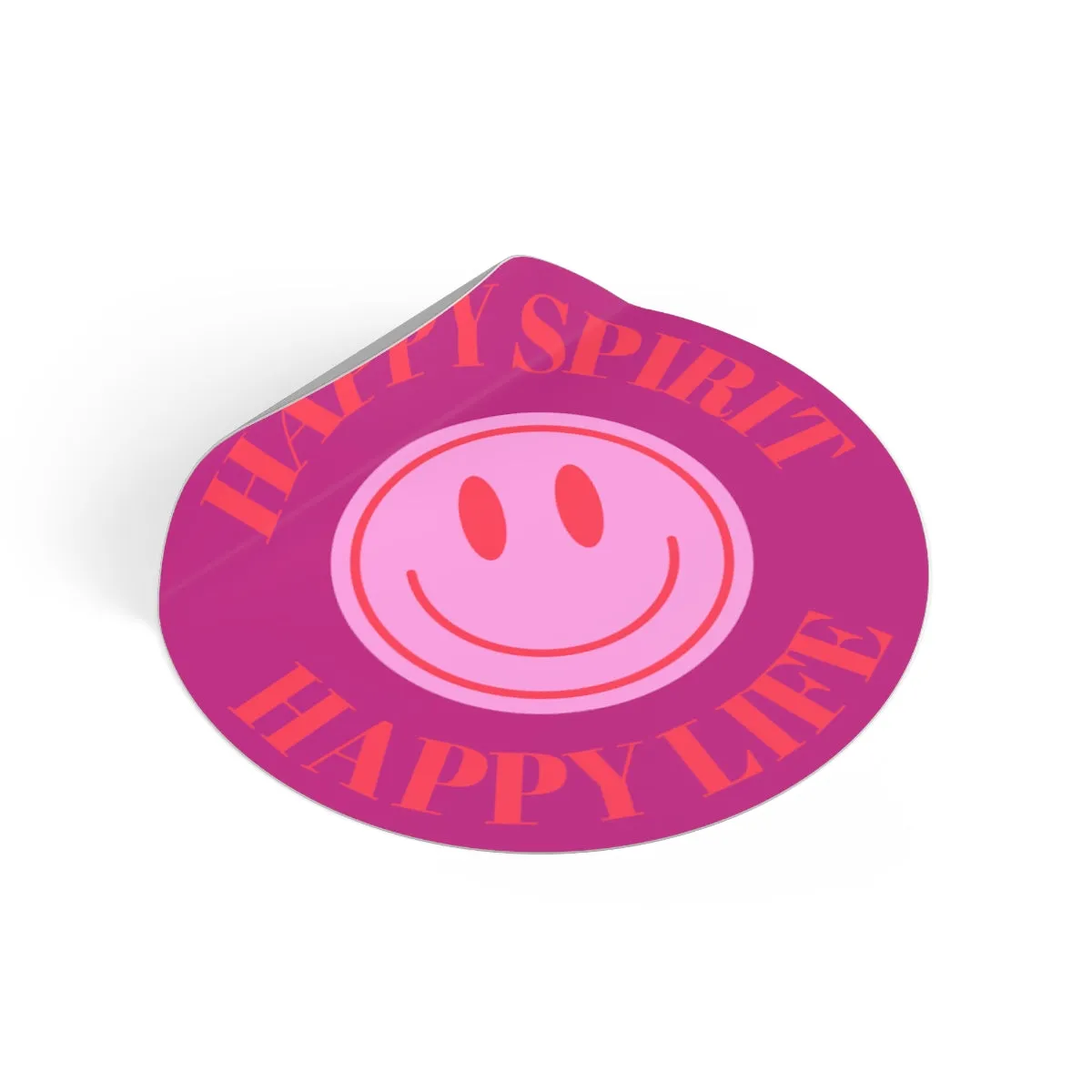 Happy Spirit Happy Life Round Vinyl Stickers, UV Smiley Stickers, Smile Sticker, Tumblr Retro Smile, VSCO Girl, Computer, Skateboard, Bumper