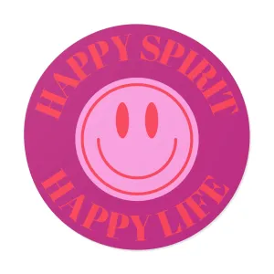 Happy Spirit Happy Life Round Vinyl Stickers, UV Smiley Stickers, Smile Sticker, Tumblr Retro Smile, VSCO Girl, Computer, Skateboard, Bumper