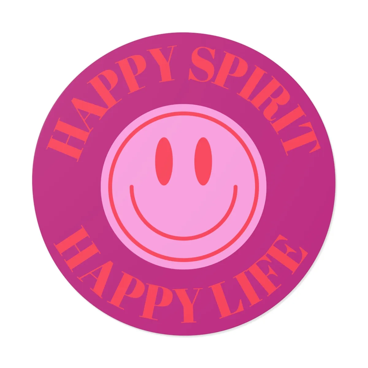 Happy Spirit Happy Life Round Vinyl Stickers, UV Smiley Stickers, Smile Sticker, Tumblr Retro Smile, VSCO Girl, Computer, Skateboard, Bumper