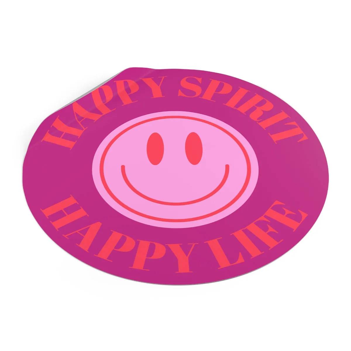Happy Spirit Happy Life Round Vinyl Stickers, UV Smiley Stickers, Smile Sticker, Tumblr Retro Smile, VSCO Girl, Computer, Skateboard, Bumper