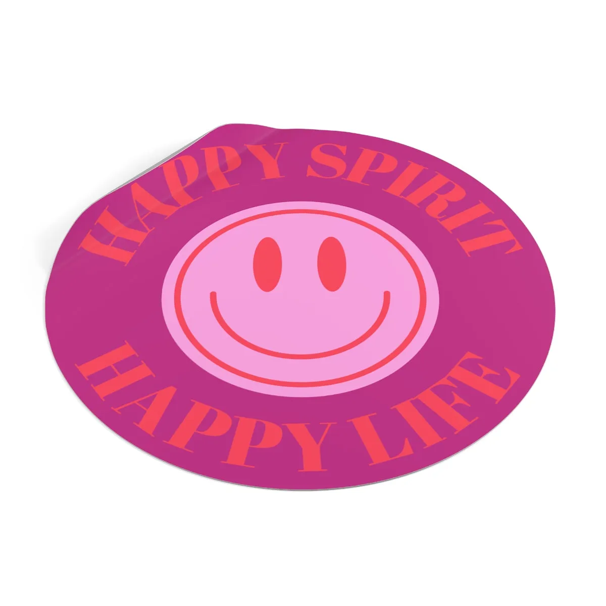 Happy Spirit Happy Life Round Vinyl Stickers, UV Smiley Stickers, Smile Sticker, Tumblr Retro Smile, VSCO Girl, Computer, Skateboard, Bumper