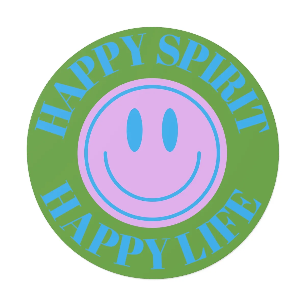Happy Spirit Happy Life Round Vinyl Stickers, UV Smiley Stickers, Smile Sticker, Tumblr Retro Smile, VSCO Girl, Computer, Skateboard