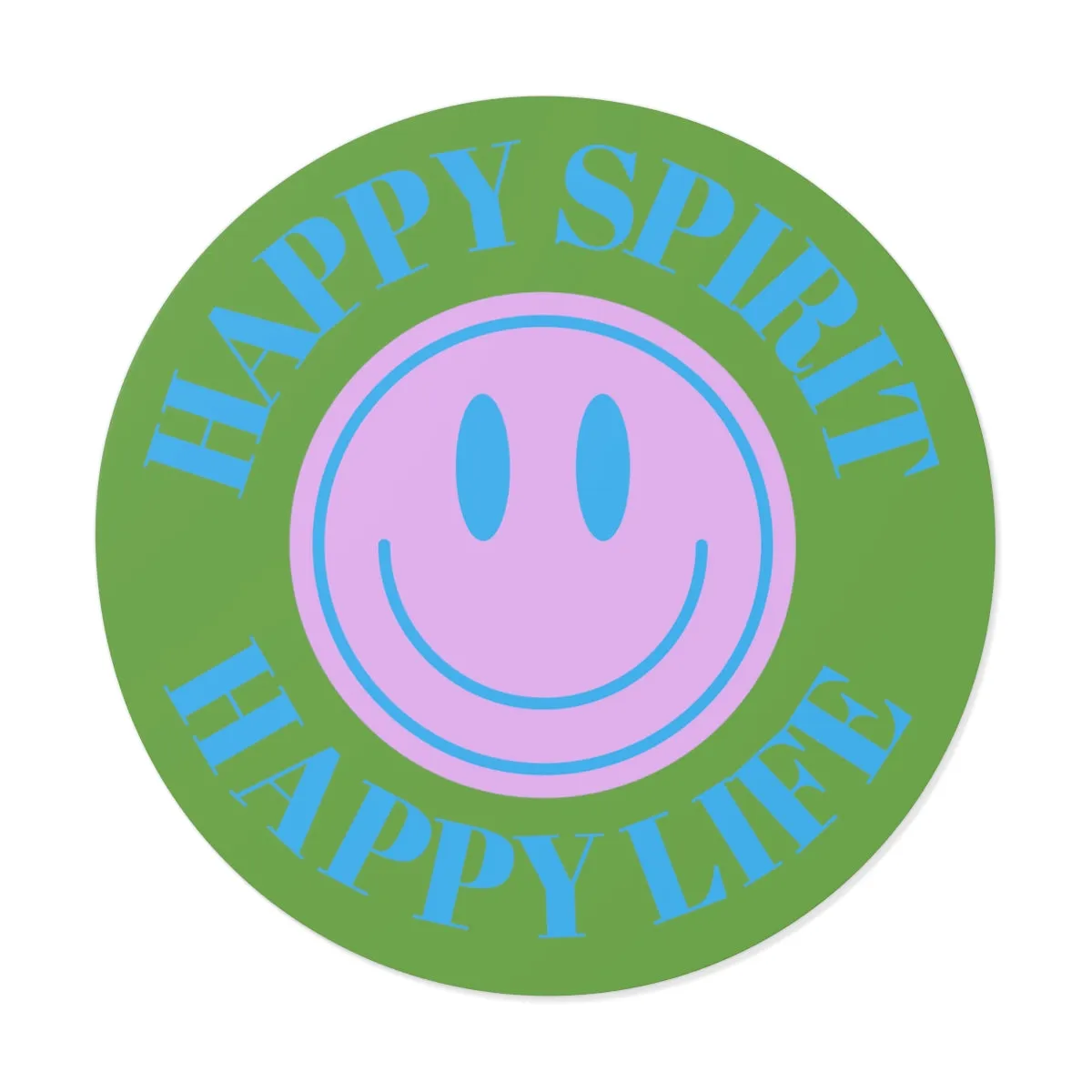Happy Spirit Happy Life Round Vinyl Stickers, UV Smiley Stickers, Smile Sticker, Tumblr Retro Smile, VSCO Girl, Computer, Skateboard