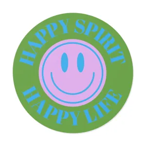 Happy Spirit Happy Life Round Vinyl Stickers, UV Smiley Stickers, Smile Sticker, Tumblr Retro Smile, VSCO Girl, Computer, Skateboard