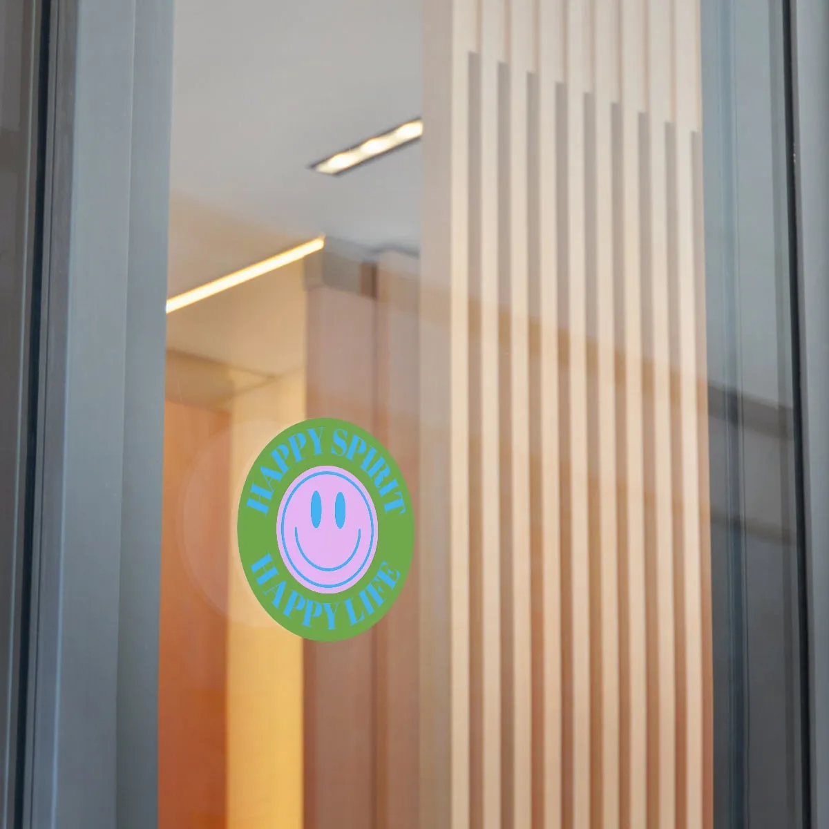 Happy Spirit Happy Life Round Vinyl Stickers, UV Smiley Stickers, Smile Sticker, Tumblr Retro Smile, VSCO Girl, Computer, Skateboard
