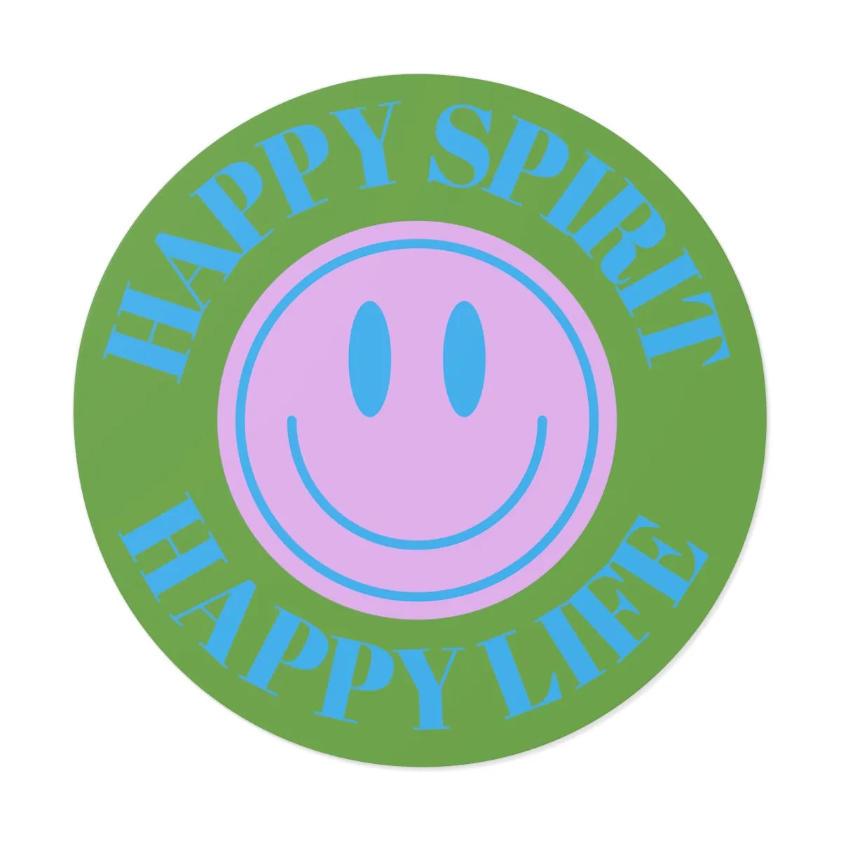 Happy Spirit Happy Life Round Vinyl Stickers, UV Smiley Stickers, Smile Sticker, Tumblr Retro Smile, VSCO Girl, Computer, Skateboard