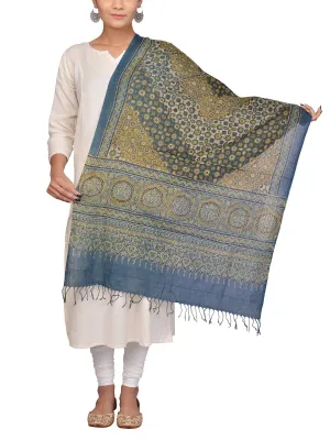 Indigo Cotton Ajrakh Stole Dupatta