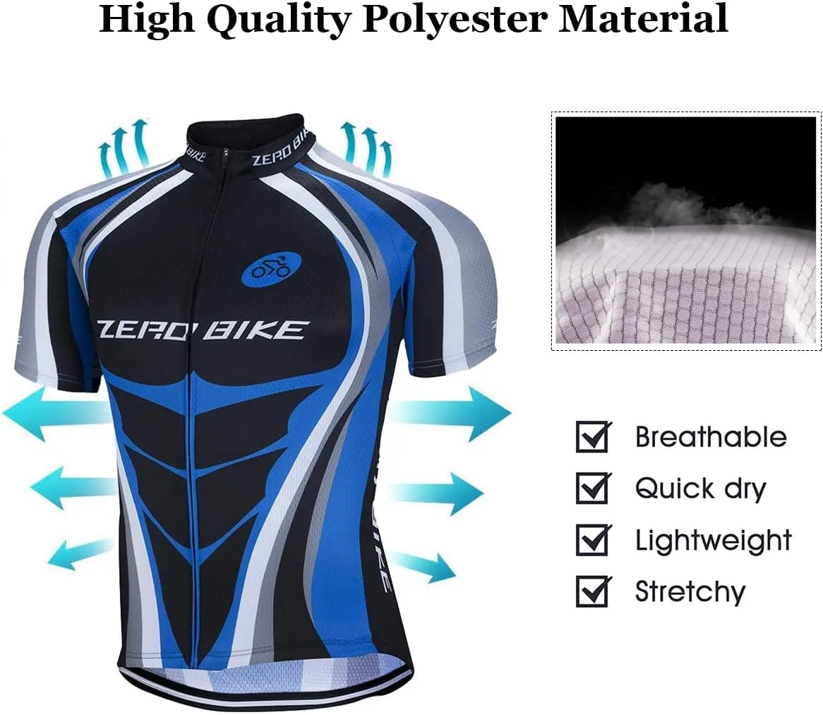 Men's Short Sleeve Breathable Cycling Jersey Set 3D Padded Bicycle Shorts Sportswear Suit Quick Dry