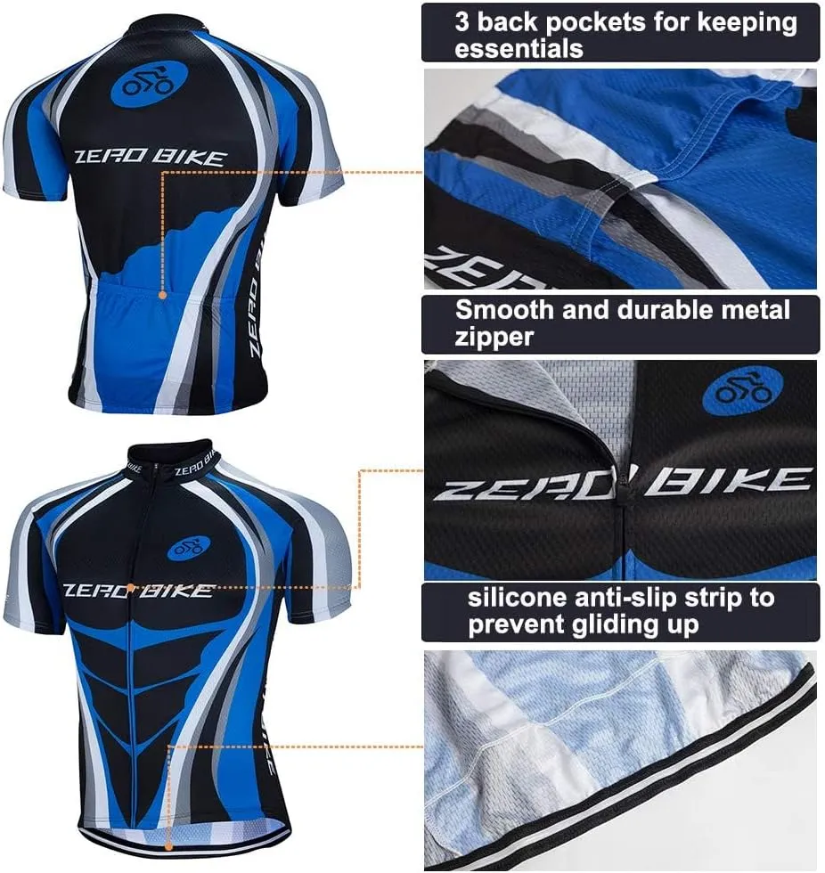 Men's Short Sleeve Breathable Cycling Jersey Set 3D Padded Bicycle Shorts Sportswear Suit Quick Dry